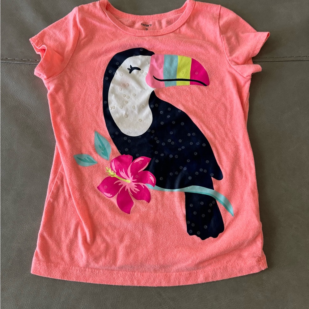 Carter's Pink and Black Toucan Tee Short Sleeve